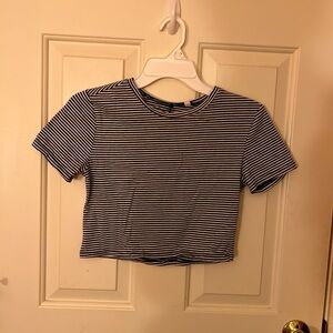 Asics Black and White Striped Crop Top